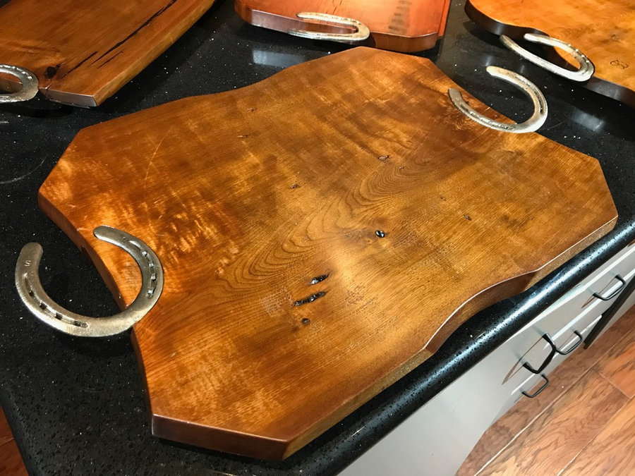 Tray # 18020 Reclaimed Walnut, Reclaimed Horse Shoes