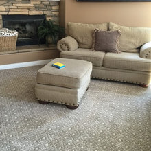 Pattered carpet in family room