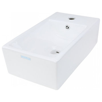 Small Countertop Vessel Sink White Rectangular Vitreous China Scratch Resistant