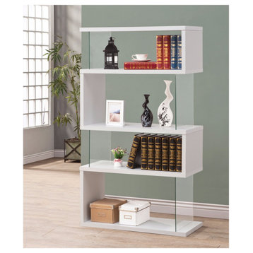 Fantastic Glossy White Wooden Bookcase