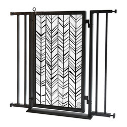 Fusion Gates - Fusion Gate with Chevron Trail Design, Black, 32"-36" - Dog Gates