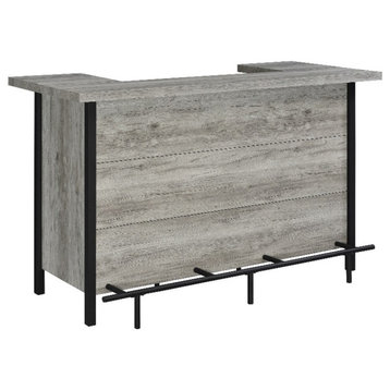 Coaster Farmhouse Wood Storage Bar Unit with Metal Frame in Gray