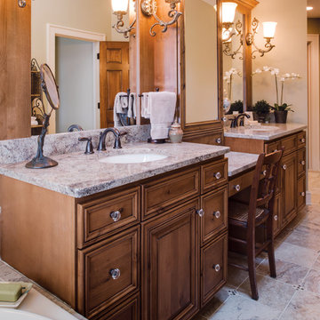 StarMark Cabinetry Bathroom Arlington door style in Rustic Alder finished in Ore