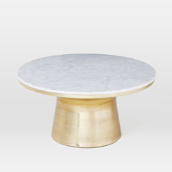 Marble-Topped Pedestal Coffee Table - Coffee Tables