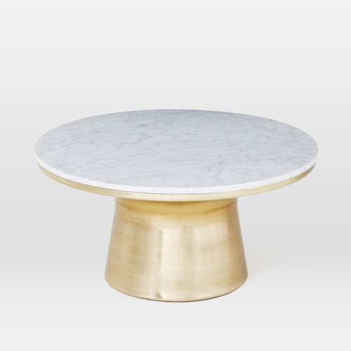 West Elm Marble Topped Pedestal Coffee Table Tables