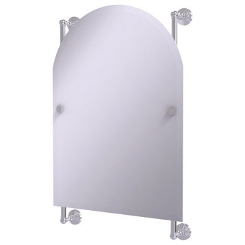 Waverly Place Arched Top Frameless Rail Mounted Mirror, Satin Chrome