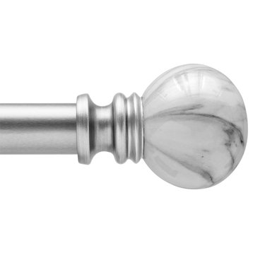 Kenney Ball 3/4" Decorative Window Curtain Rod, White Marble, 36-66
