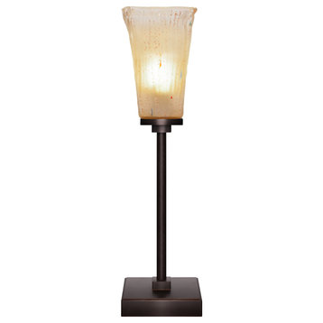 Luna 1-Light Table Lamp, Dark Granite/Square Amber Crystal