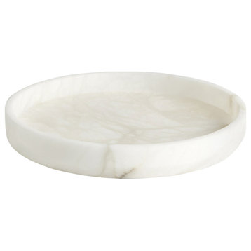 Alabaster Tapered Round Tray, White