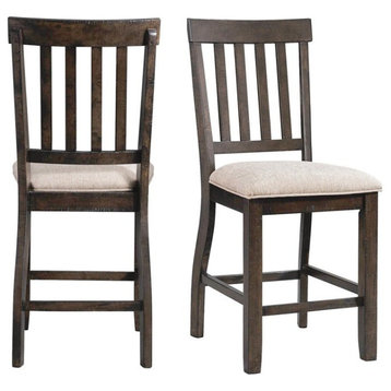 Bowery Hill Counter Slat Back Side Chair in Brown (Set of 2)