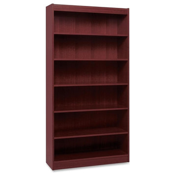 Lorell Panel End Hardwood Veneer Bookcase, Wood, 6-Shelf, 36" X 12" X 72"