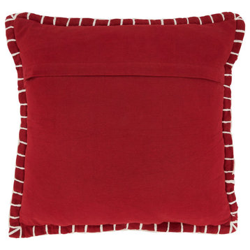 Handcrafted Comfort Chunky Whip Stitch Throw Pillow Cover, Red, 18"