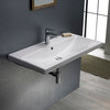 Rectangular White Ceramic Wall Mounted or Drop In Sink, One Hole
