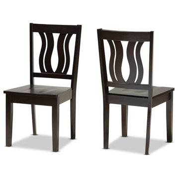Fenton Transitional Dark Brown Finished Wood 2-Piece Dining Chair Set