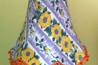 Grey & yellow Barkcloth Lampshade