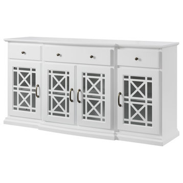60" Tiered Fretwork Sideboard, White