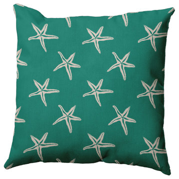 Starfish Polyester Indoor Pillow, Kelly Green, 20"x20"