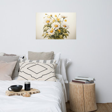 Floral Artwork Prints: A Symphony of Blooms Daisies Watercolor Painting