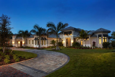 Transitional one-story house exterior idea in Other