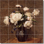 Picture-Tiles.com - Henri Fantin-Latour Flowers Painting Ceramic Tile Mural #85, 60"x60" - Mural Title: Bouquet Of Peonies