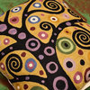 Klimt Tree of Life Yellow Pillow Cover Soulful Hand Embroidered Wool 18x18"