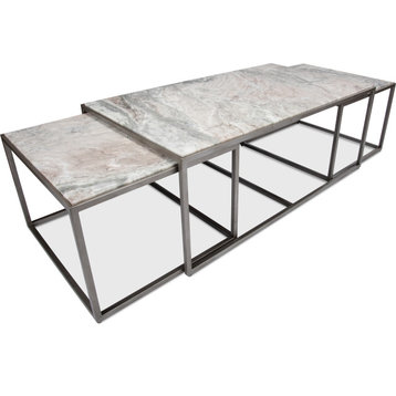 Set Of 3 Low Nesting Tables - Silver