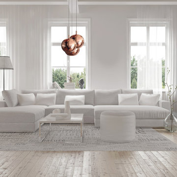 living room with Mishal pendants