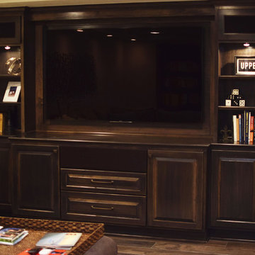 Refined and Rustic Basement