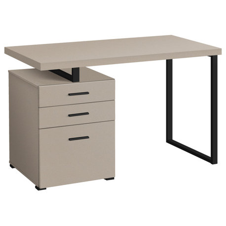 Monarch Contemporary Metal Computer Desk With Beige And Black Finish I 7644