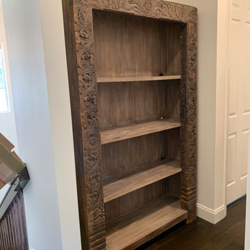 400lb hand carved bookshelf from 1st to 2nd floor with protection