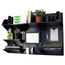Wall Mounted Office Desk Storage, Black Wall Panels and Black Accessories