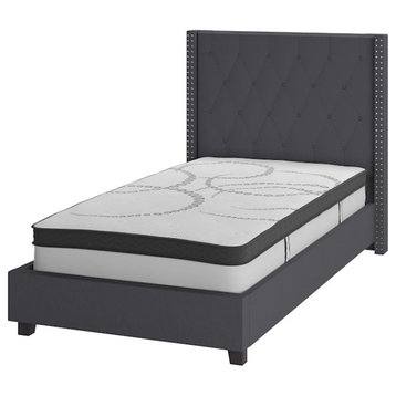 Flash Furniture Riverdale Twin Platform Bed Set, Dark Gray, HG-BM10-45-GG