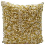 The HomeCentric - Gold Ribbon Pillows Cover, Art Silk 18"x18" Pillow Covers, Magnificent Awe - Magnificent Awe is an exclusive 100% handmade decorative pillow cover designed and created with intrinsic detailing. A perfect item to decorate your living room, bedroom, office, couch, chair, sofa or bed. The real color may not be the exactly same as showing in the pictures due to the color difference of monitors. This listing is for Single Pillow Cover only and does not include Pillow or Inserts.