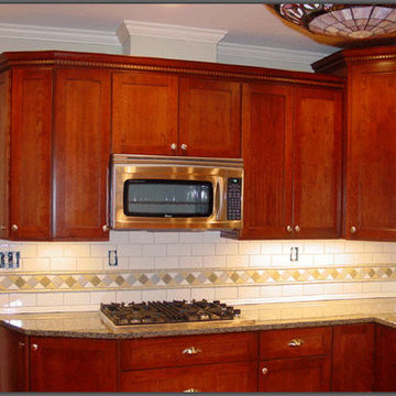 Kitchen - Etched Glass and Cherry Wood