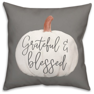 Gray Grateful And Blessed Pillow