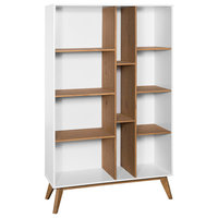 Manhattan Comfort Vandalia 11 Cubby Bookcase, White and Natural