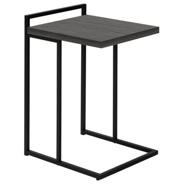 Side Table, C Table 25"H, Gray, Black Metal