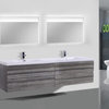 MOB 72" Double Sink Wall Mounted Vanity With Acrylic Sink, High Gloss Ash Gray
