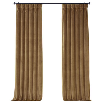 Signature Plush Velvet Blackout Curtain Single Panel, Sweet and Spicy Rum, 50wx96l
