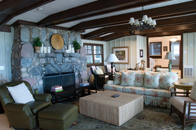 Family room - coastal family room idea in Other