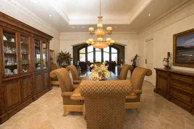 Inspiration for a huge timeless travertine floor kitchen/dining room combo remodel in Toronto with beige walls