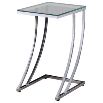 Benzara BM159224 Contemporary Glass Top Metal Accent Table, Brown & Clear