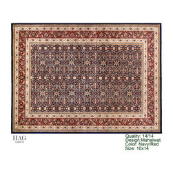 H.A.G. Hand Knotted Carpet 14/14 Quality Navy/Red - Floor Rugs