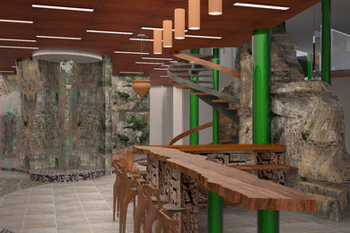 Предложение для проектирования аквапарка в Пскове, зона саун и кафе.