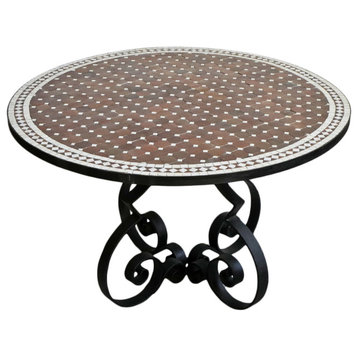 Outdoor Mosaic & Iron Scroll Table