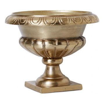 Gold-Plated Sorrento Flower Urn, 10"