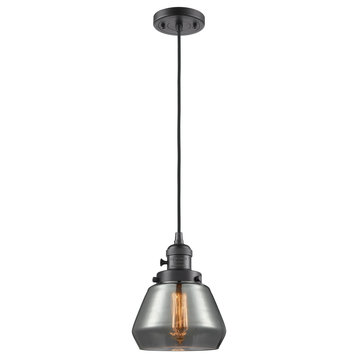 Fulton Mini Pendant With Switch, Oil Rubbed Bronze, Plated Smoke