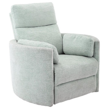 Bowery Hill Polyester Power Swivel Glider Recliner in Windstream Green