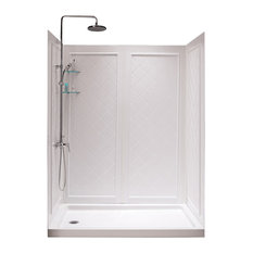 Acrylic Shower Stall Kits Houzz Dreamline 30x60 Left Drain Acrylic Shower Base And Qwall Backwall Kit White Stalls