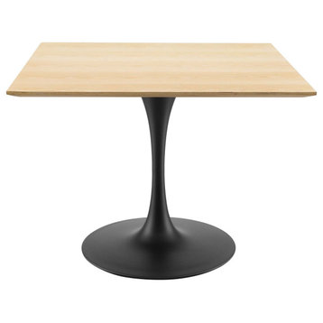 Lippa 40" Wood Square Dining Table, Black Natural